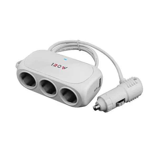 Автомобильное зарядное устройство с двумя USB-светодиодами 120 Вт, 12 В, 24 В, 3-гнездовой разветвитель прикуривателя для видеорегистратора iPhone GPS