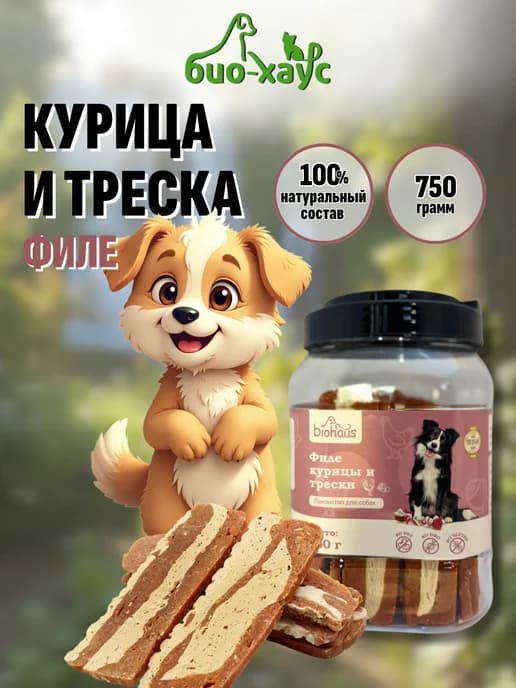 Лакомства для собак, вкусняшки, Филе курицы и трески