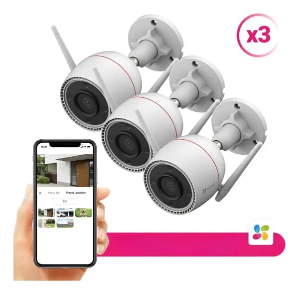 EZVIZ CS-H3C Color 4мп Уличная Wi-Fi камера встроенный микрофон и слот под microsd карту c ИК подсветкой 30 м Комплект 3 штуки