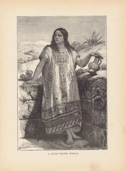 Мексика. Тольтекская девушка. Антикварная гравюра (ксилография). США, 1892 г.