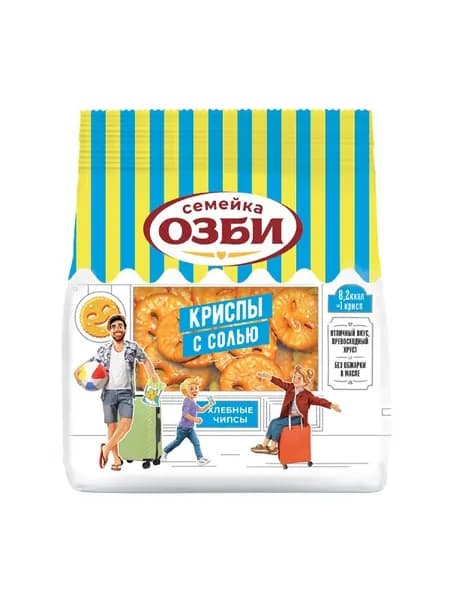 Хлебные чипсы Криспы с морской солью "Семейка ОЗБИ", 100г