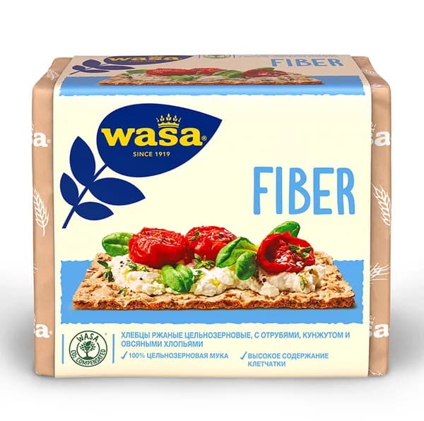 Хлебцы WASA ржаные цельнозерновые с пшеничными отрубями, кунжутом и овсяными хлопьями, 230 г, Германия