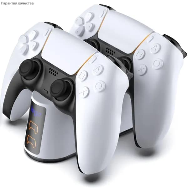 Зарядная станция для геймпадов Sony PlayStation 5 / Док-станция для джойстиков DualSense / Edge / Зарядка для контроллеров PS5 Slim с регулируемой RGB подсветкой