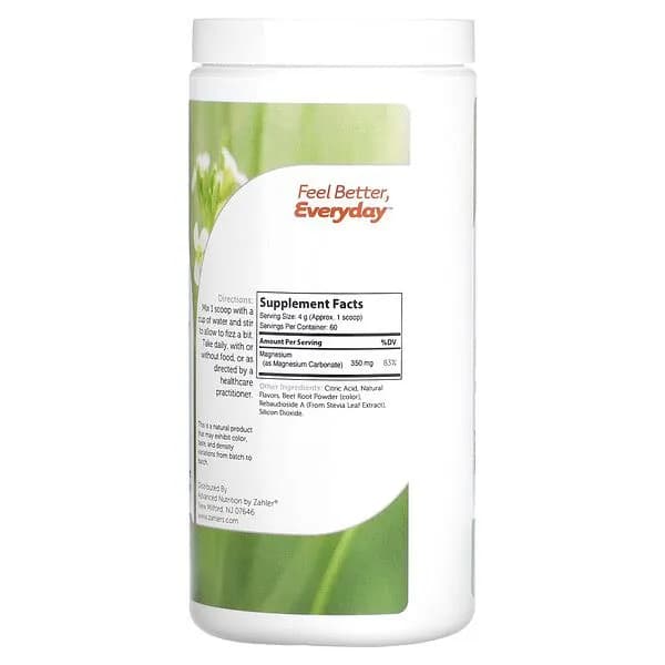 ZAHLER Magnesium Powder, Магниевый порошок, малина и лимон, 240 г.