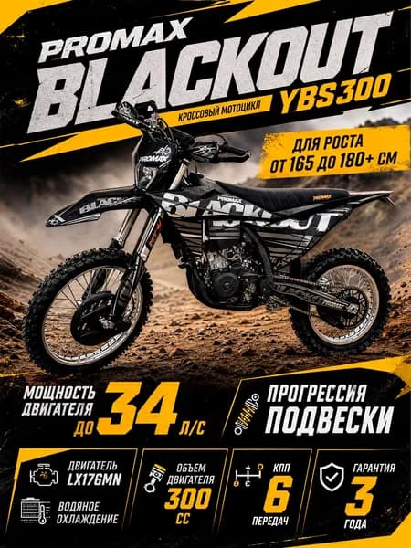 Мотоцикл Кроссовый PROMAX BLACKOUT NB300 MX 300 кубов