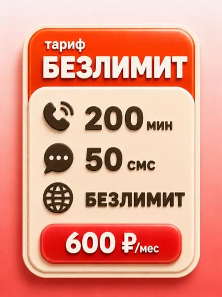 Сим карта Безлимитный интернет по РФ 600 руб мес, для мобильных, ПРОШИТЫХ модемов и роутеров SV3EMS600