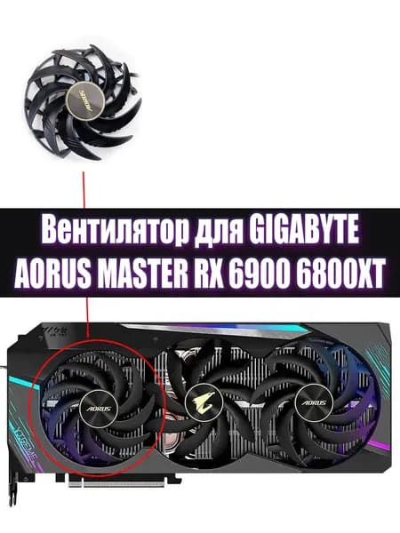 Вентилятор ЛЕВЫЙ кулер для видеокарт Gigabyte AORUS RX 6900 6800XT MASTER
