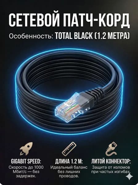 Кабель DeTech UTP Кат.5e (литой патч-корд)