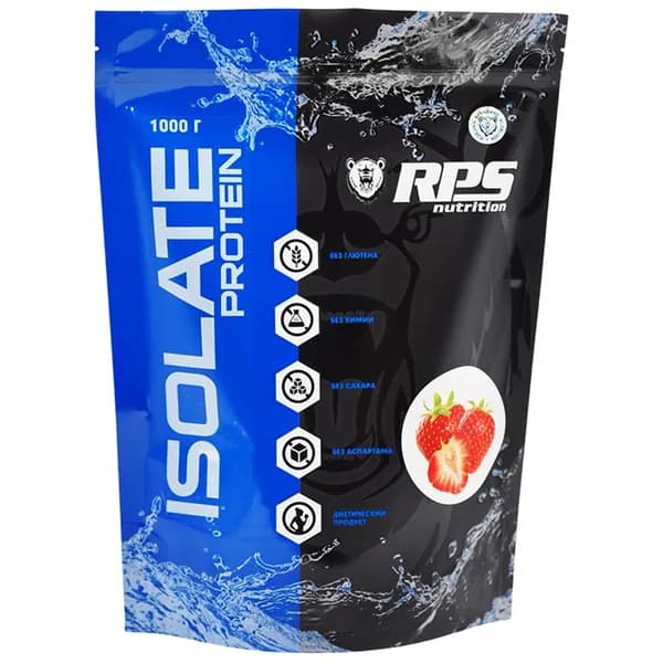Изолят сывороточного белка, протеин RPS Nutrition Whey Isolate 100% - 1000 г, клубника