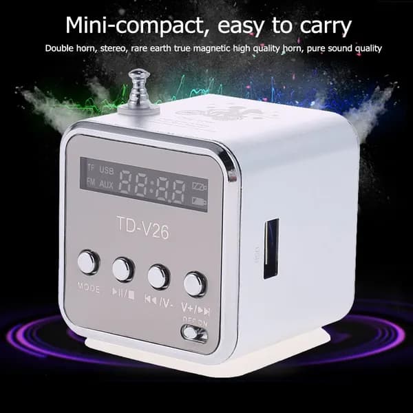 TD-V26 Мини FM-радио, Bluetooth-совместимое, портативные колонки, поддержка TF Card