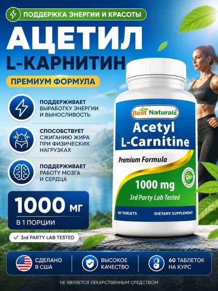 Best Naturals L-Carnitine L-Карнитин 60 капсул