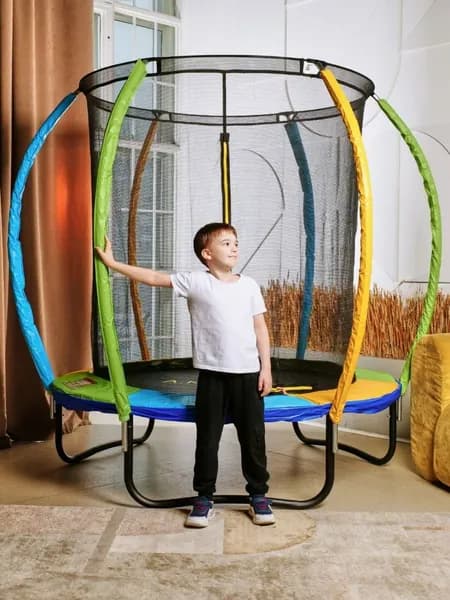 Каркасный батут DFC JA.KOUKIDS с внутренней защитной сеткой, для детей и взрослых, для улицы дома, детский спортивный комплекс, диаметр 183 см до 80 кг