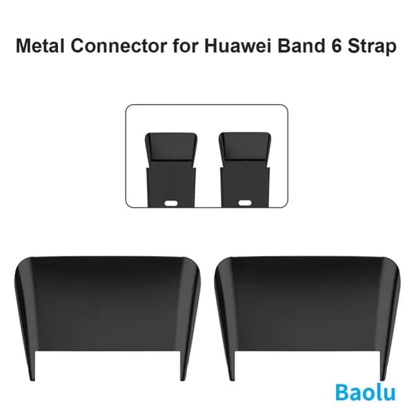 Металлические соединители для ремешка Huawei Band 6 и Honor Band 6, чёрные, 18 16 мм