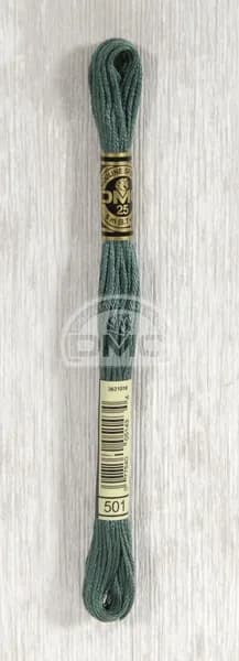 Мулине DMC (Франция), артикул 117, 100% хлопок, цвет 501 Серо-зеленый, 1шт (пасма).