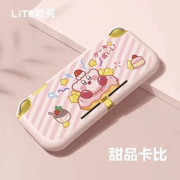 Защитный чехол полуобъемный для Nintendo Switch Lite: тематический дизайн с Кирби (Кабби) из Kirby: Star Allies
