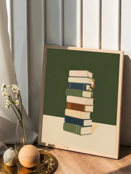 Постер "Восхождение на книжную полку в минималистском стиле", 40х30 см