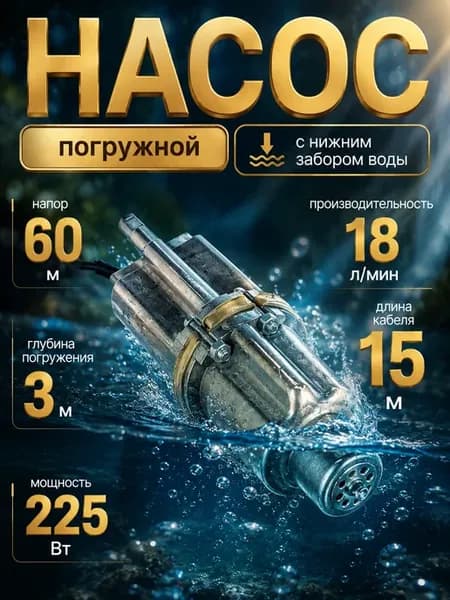 Насос погружной для воды с нижним забором