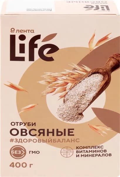 Отруби овсяные ЛЕНТА LIFE, 400г x 3 упаковки