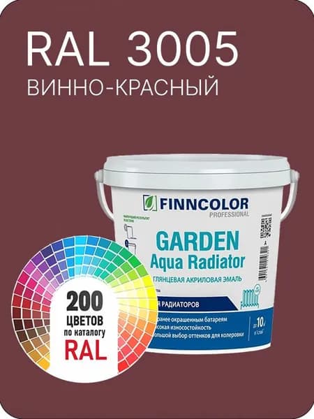 Краска для радиаторов отопления FinnColor винно- красный Ral 3005 0.9 л.