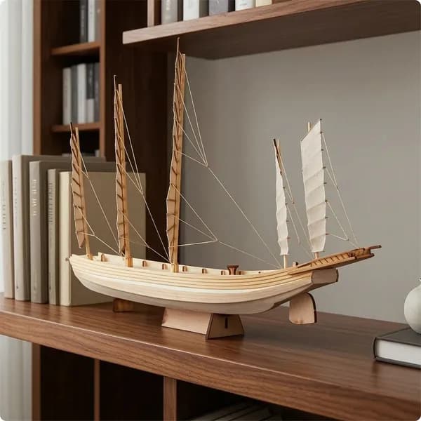 Деревянная сборная модель парусника, масштаб 1:80 Древний Кит.джонка