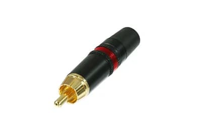 Rean NYS373-2 кабельный разъем RCA, типа папа, корпус черный-красный, золоченые контакты.