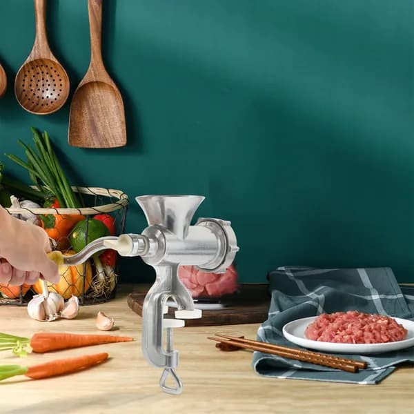 Алюминиевая ручная мясорубка для измельчения мяса и изготовления колбас