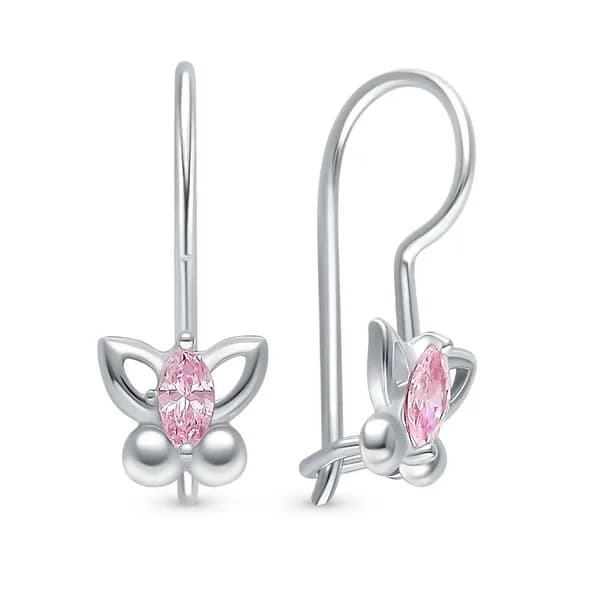 Серьги Бабочка детские с фианитами серебро 925 пробы 585GOLD