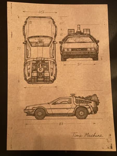 Постер с гравировкой DeLorean