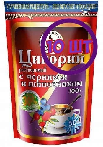 Цикорий Русский цикорий растворимый с Шиповником и Черникой м/у zip, 100 г (комплект 10 шт.) 9000305