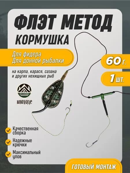 Кормушка для рыбалки Флэт метод карповый фидерный 60г