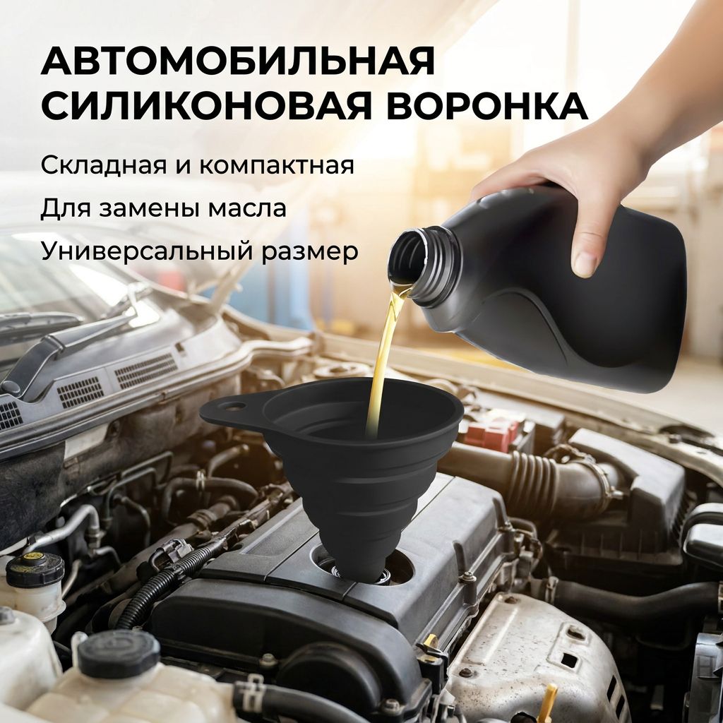 Воронка силиконовая складная для замены масла автомобильная