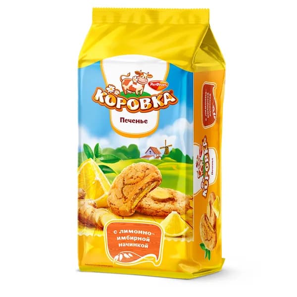 Печенье Коровка с лимонно-имбирной начинкой, 160 гр