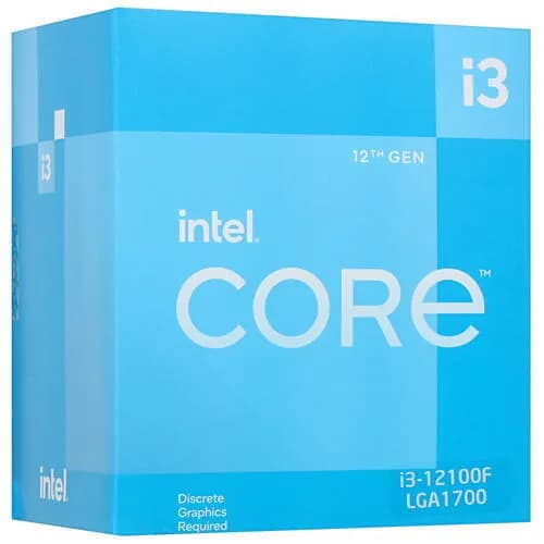 Процессор Intel Core i3-12100F BOX (BX8071512100F) - LGA 1700, 4 x 3.3 ГГц, L2 - 5 МБ, L3 - 12 МБ, 2хDDR4, DDR5-4800 МГц, TDP 89 Вт, кулер