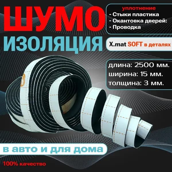 Антискрип Xmat SOFT 3 в деталях (15*2500 мм), в комплекте 2 рулона уплотнительного материала.