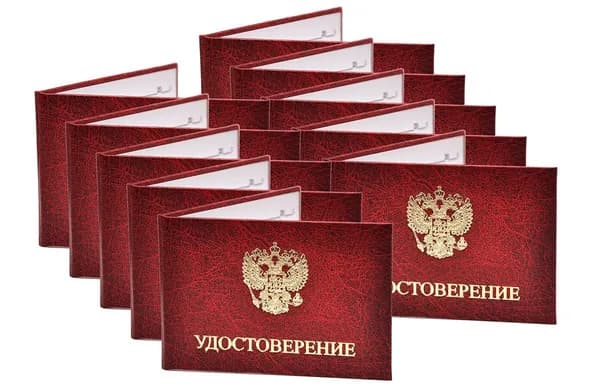 Удостоверение красное. С оттиском "УДОСТОВЕРЕНИЕ + герб РФ". С форзацами. 10шт
