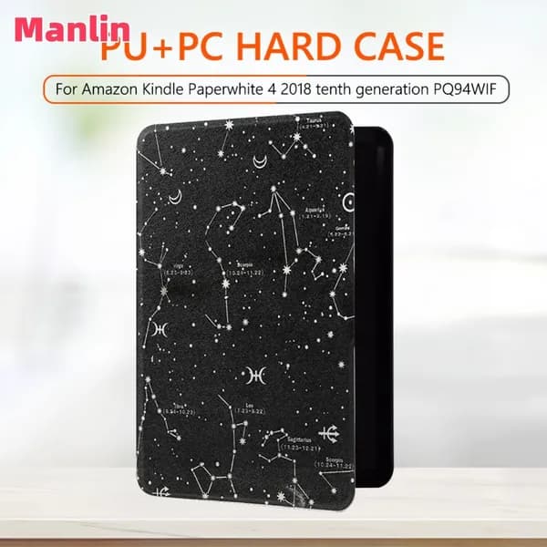 Чехол для Kindle Paperwhite 4 (2018) с рисунком №27, матовый PU+PC, магнитный, с подставкой