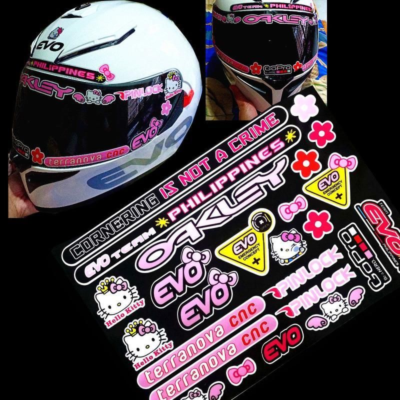 Наклейки для шлема мотоцикла Hello Kitty EVO Oakley Pinlock Philippines розовые виниловые водонепроницаемые стикеры для тюнинга