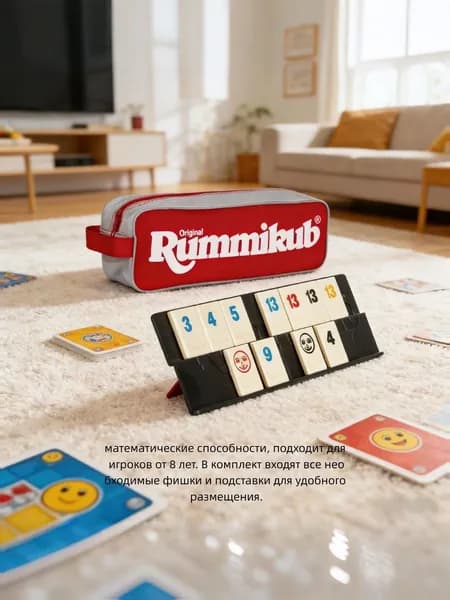 Настольная игра Стиль Жизни "Руммикуб в пенале" для детей от 7 лет и взрослых, логическая стратегия для всей семьи, для компании, компактная / дорожная / для путешествий