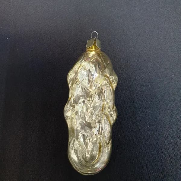 Елочная игрушка винтажная, СССР. Стекло, подвеска в форме сосульки с рельефным узором