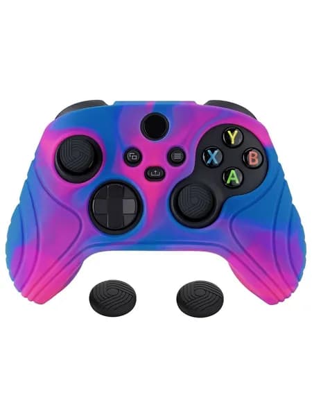 PlayVital Чехол силиконовый для Xbox Series S/X Samurai Edition, (Розовый/Фиолетовый/Синий) с насадками на стики
