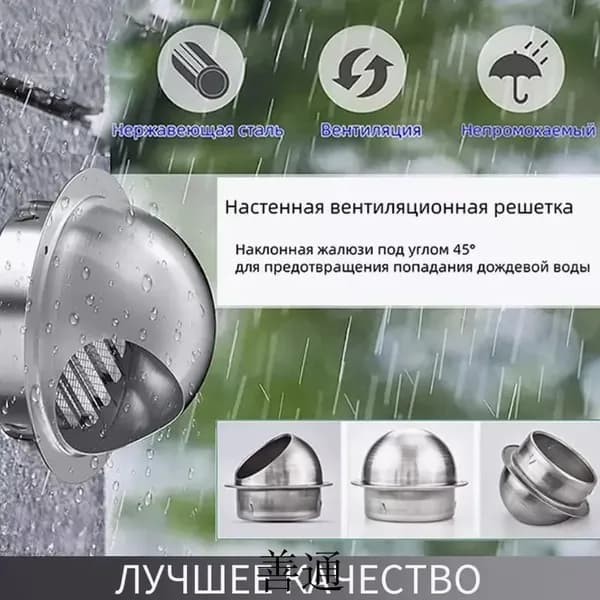 Выход стенной металлический с решеткой и сеткой, 304 нержавеющей стали,D100mm