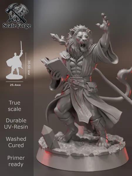Леонин волшебник. Миниатюра ДнД для настольных игр и покраски. Pathfinder. DnD.