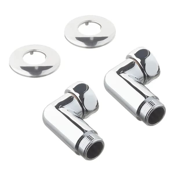 Угловые хромированные соединения 1/2" ВР * 1/2" НР (пара), с отражателями, TIM, K3-LFM022