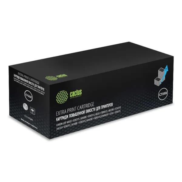 Картридж Cactus CS-C725X-MPS 725X черный, для CANON LBP 6000/6020/6030B i-Sensys, ресурс до 3000 страниц