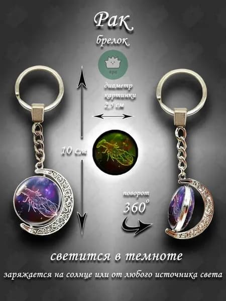 Брелок для ключей знак зодиака Рак 360 фиолетовый