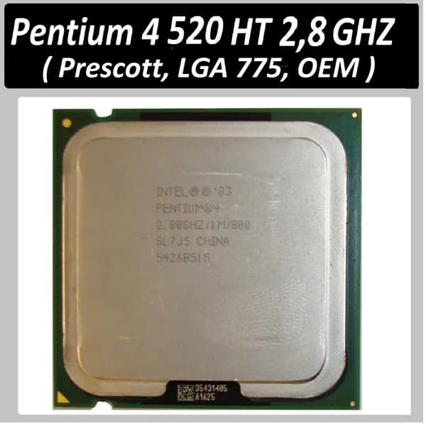 Процессор Pentium 4 520 HT Prescott LGA775 OEM, 2,8 ГГц (800) ОЕМ версия