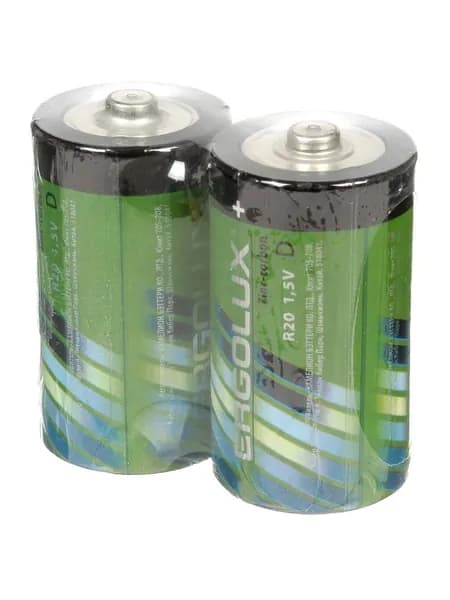 Батарейка Ergolux D (R20) солевая Zinc-carbon 1.5 В, 2 шт. в упаковке