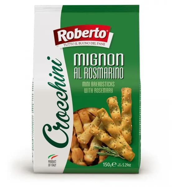 Хлебные палочки Гриссини Кроккини миньон с розмарином, Roberto, 150 г, Италия