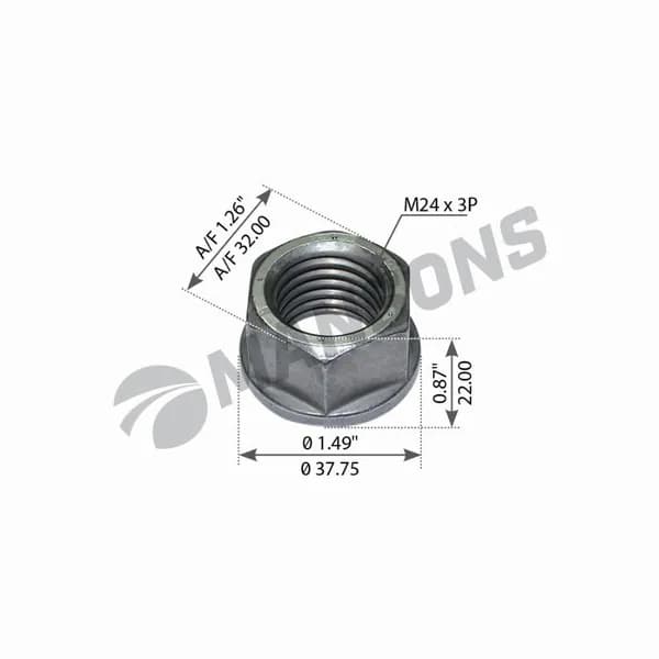 Гайка стремянки M24*3 h-22 SW32 Renault Premium (Mansons)