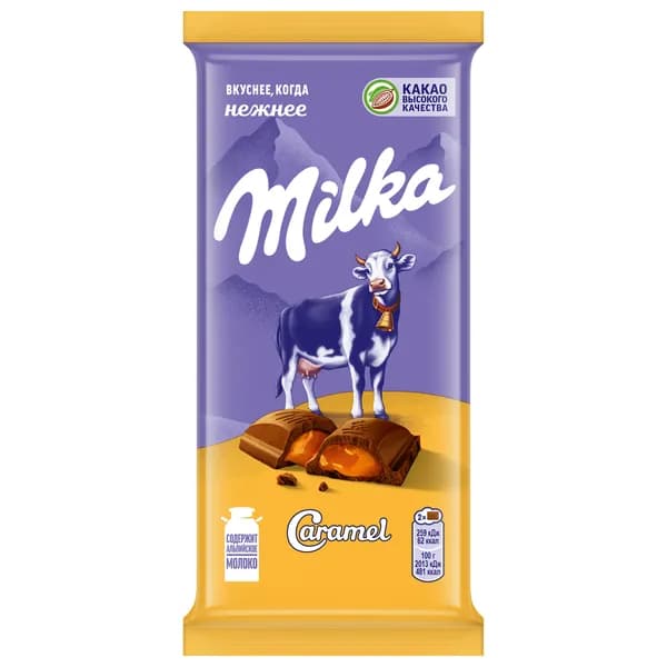Шоколад Milka с карамельной начинкой, 90 г